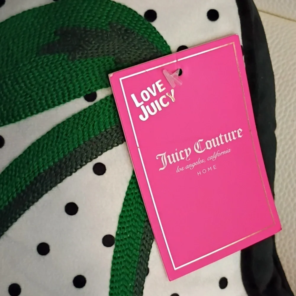 Juicy Couture Cherry Polka Dot Black Pillow NWT